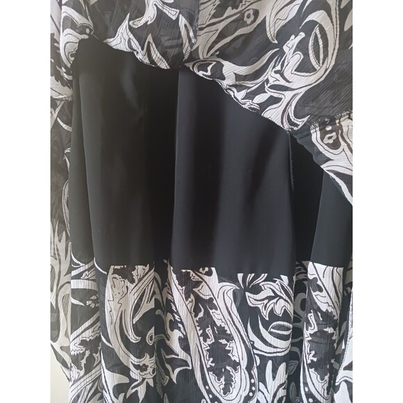 Chico's Peasant Boho Silk Maxi Skirt Size 1 ( S/M )Black White Ruffle Hem - Picture 6 of 7